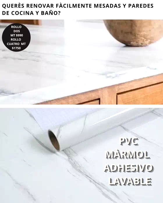 Marmol Adhesivo Blanco y Gris - foto 1