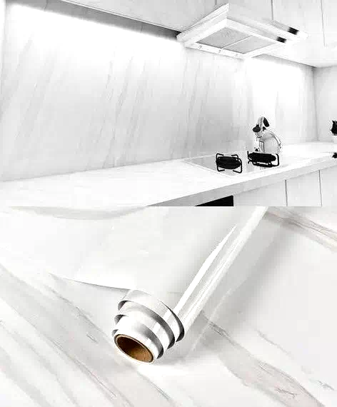 Marmol Adhesivo Blanco y Gris - foto 2
