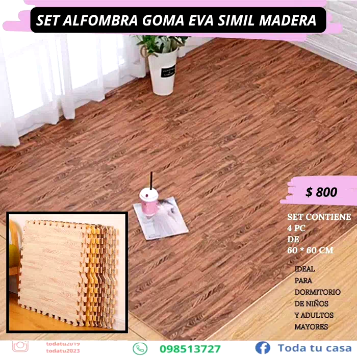 Alfombra Goma Eva Símil Madera